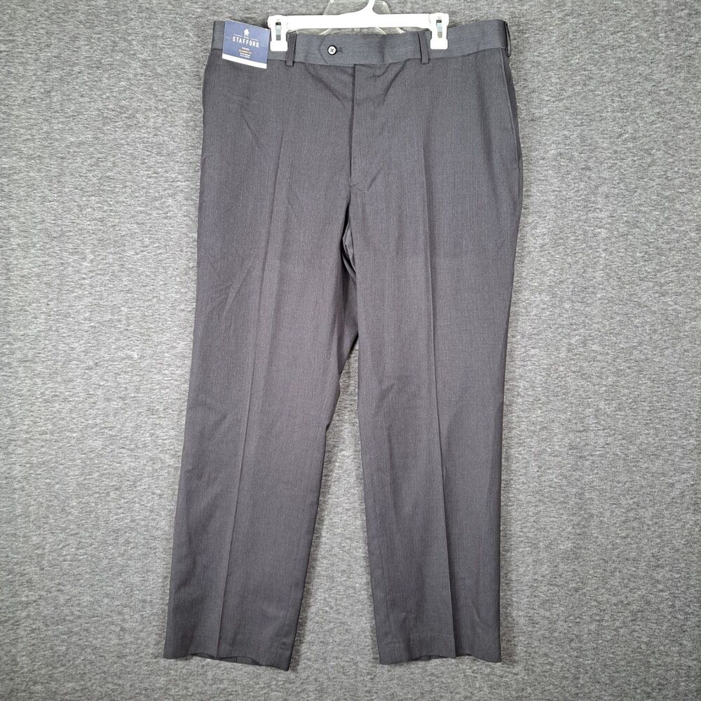 NWT Stafford‎ Men's Travel Classic Fit Trouser Pleated Gray Pants 40x30